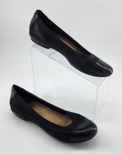 Clarks Women's Neenah Unstructured Flats Slip On Cap Toe Shoes Black Size 8M