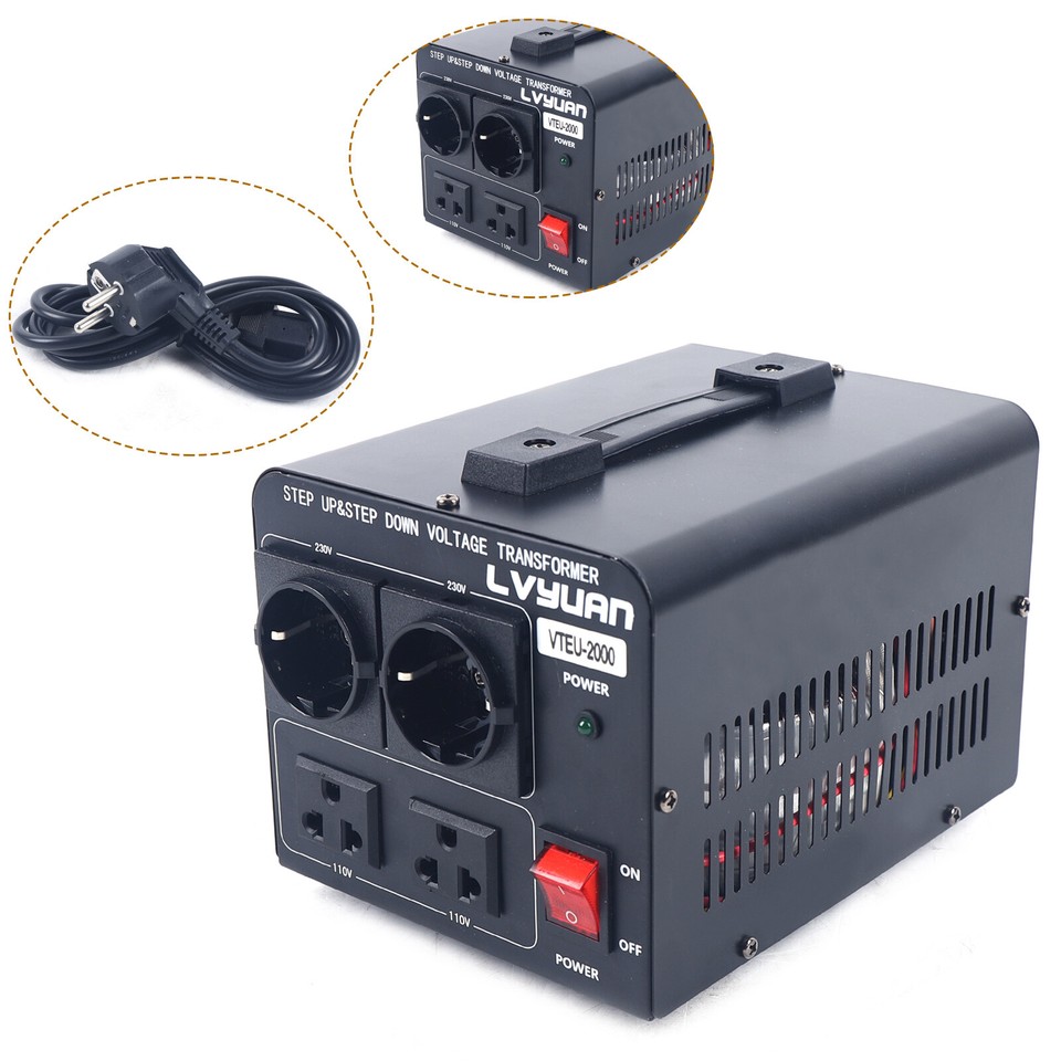 Spannungswandler 110v Auf 230v / 230v Auf 110v Konverter Transformator 2000W Mit Überspannung