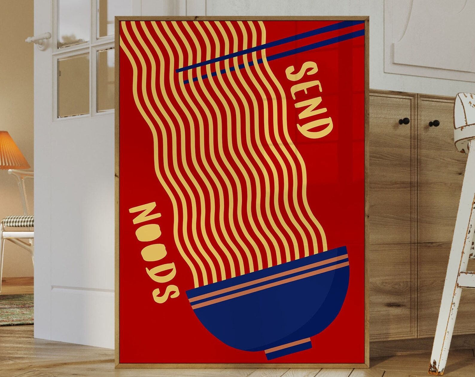 Send Noods Print Noodles Wall Art Asian Wall Art Noodle Print Aesthetic Kitchen