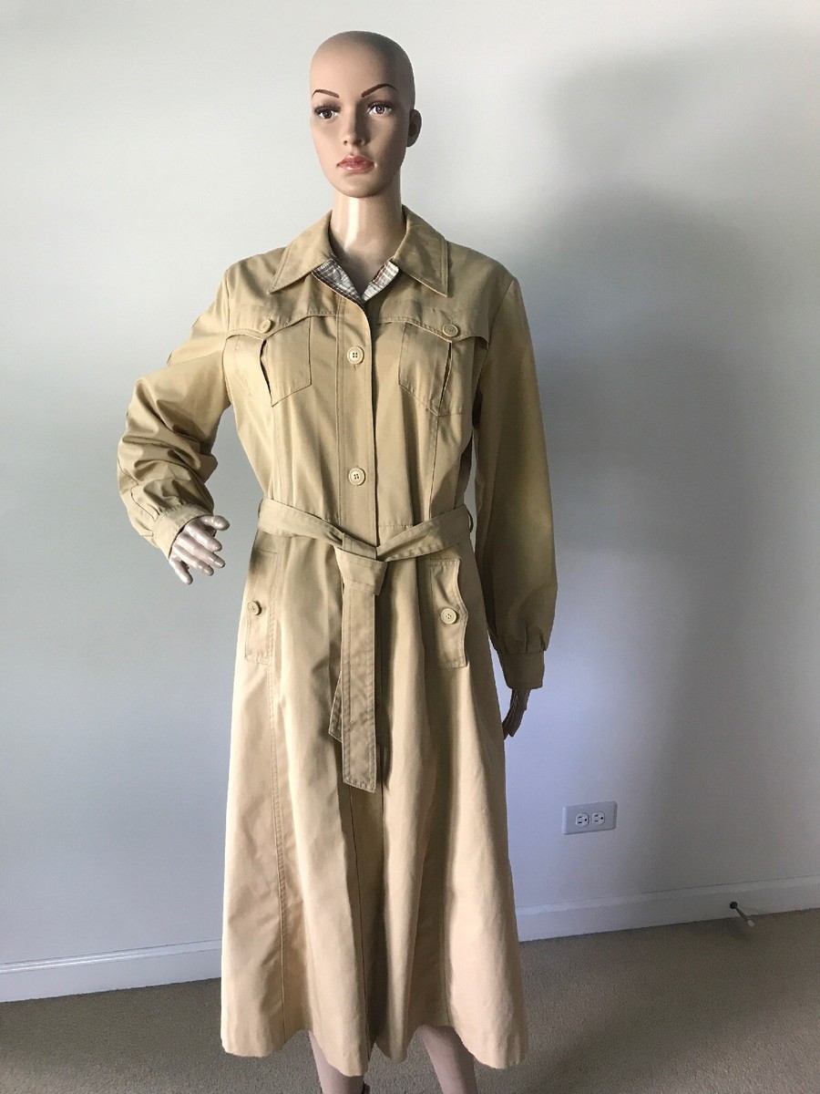 【60s】Euro Vintage Cotton Belted Coat 46 Vintage 1960's Classic Beige Cotton Blend Trench Coat Belted