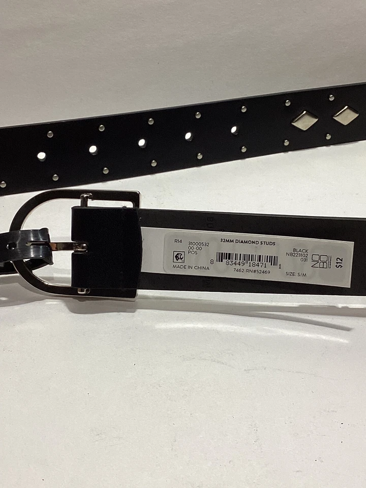 Cinturón NOBO para damas pequeño a mediano negro/plateado diamante y tachuelas redondas Rd nuevo Foto 2 de 2