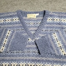 Kiltmaker Pure New Wool Pullover Sweater Size 44 In Made In Scotland Blue