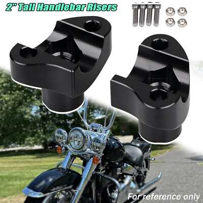 Black CNC 1'' Handlebar 2'' Riser For Harley Dyna Heritage Softail Sportster V-Rod