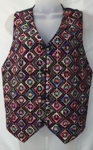 CAFE STYLED IN ITALY Vintage Vest Geometric Embroi