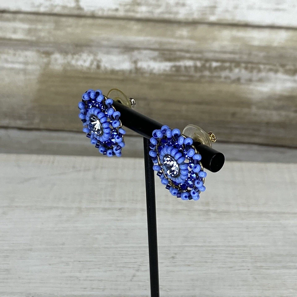 Pendientes vintage Konplott de Miranda KO piedras de color azul bronce antiguo Foto 4 de 4