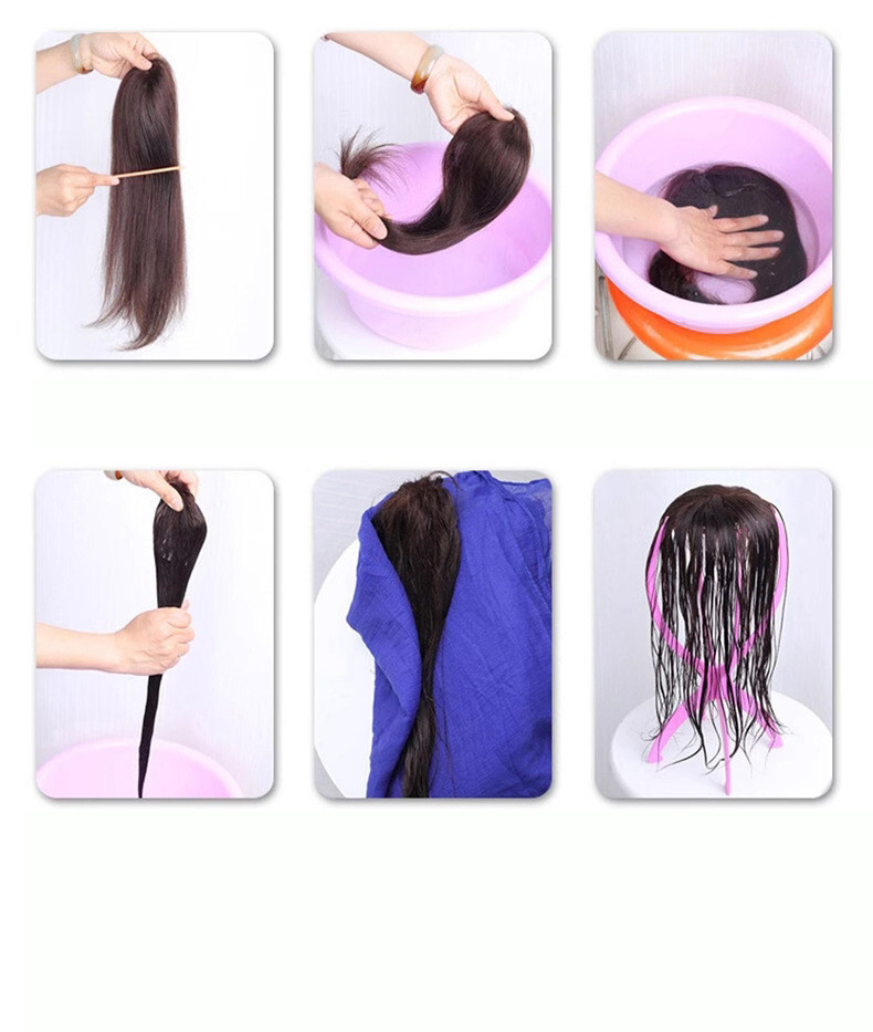 Clip In Human Hair Straight BangsToppers -For Women  Thin Hair Top Replacement