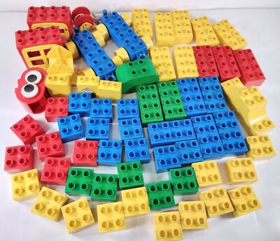 Lego Duplo 63 Assorted Piece Lot: Windows, Blocks, Cars, Rope