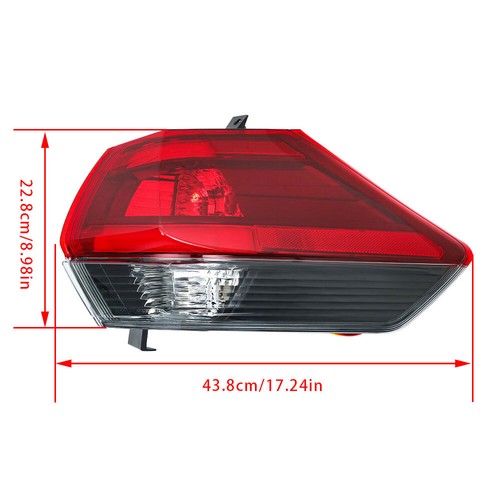 For 2017-2019 Nissan Rogue Red Lens Outer Tail Lights Rear Lamps Left&Right Side - Picture 5 of 9