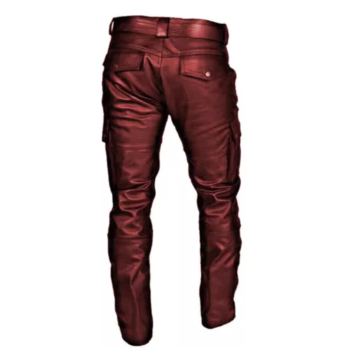 Jeans Uomo Steampunk Gotico Retrò Pantaloni Moto Pantaloni Vera Pelle - - Foto 6 di 15