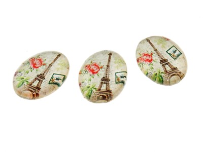 4 Glascobochons Eiffelturm / Paris, 18 x 13 mm
