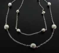 Silver Necklace With Irregular Satin Beads Silver Necklace With Irregular Satin Beads
