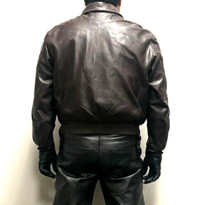 A BOMBER USA　ブラック ダブルライダースジャケット　USED美品 Cooper USA-Made Brown Leather USN A2 Bomber Jacket size 46 Regular