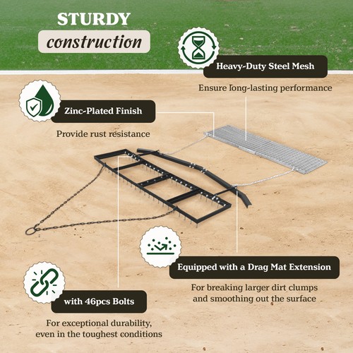 Yard Tuff 6' Driveway Leveling Spike Drag With Surface Bar And Mat For Atv Utvs
