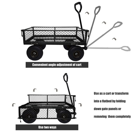 3 Cu. Ft. Heavy Duty Utility Wagon - 300 Lbs Capacity, Removable Sides, Black - Picture 10 of 13