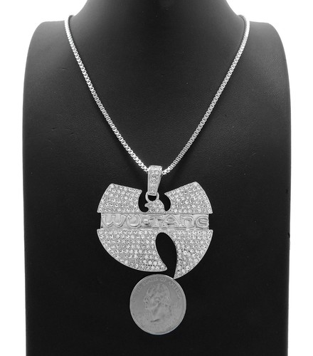 New Iced Wu Tang Pendant 18" 20" 24" Box Rope Cuban Chain Hip Hop Necklace XZ418 - Picture 10 of 31