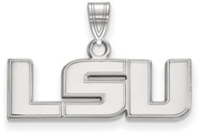 10K White Gold Louisiana State University Small Pendant by LogoArt (1W002LSU)