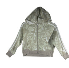 Adidas Camo Hoodie Girls Size Small Beige Loose Fit With White Stripes NEW