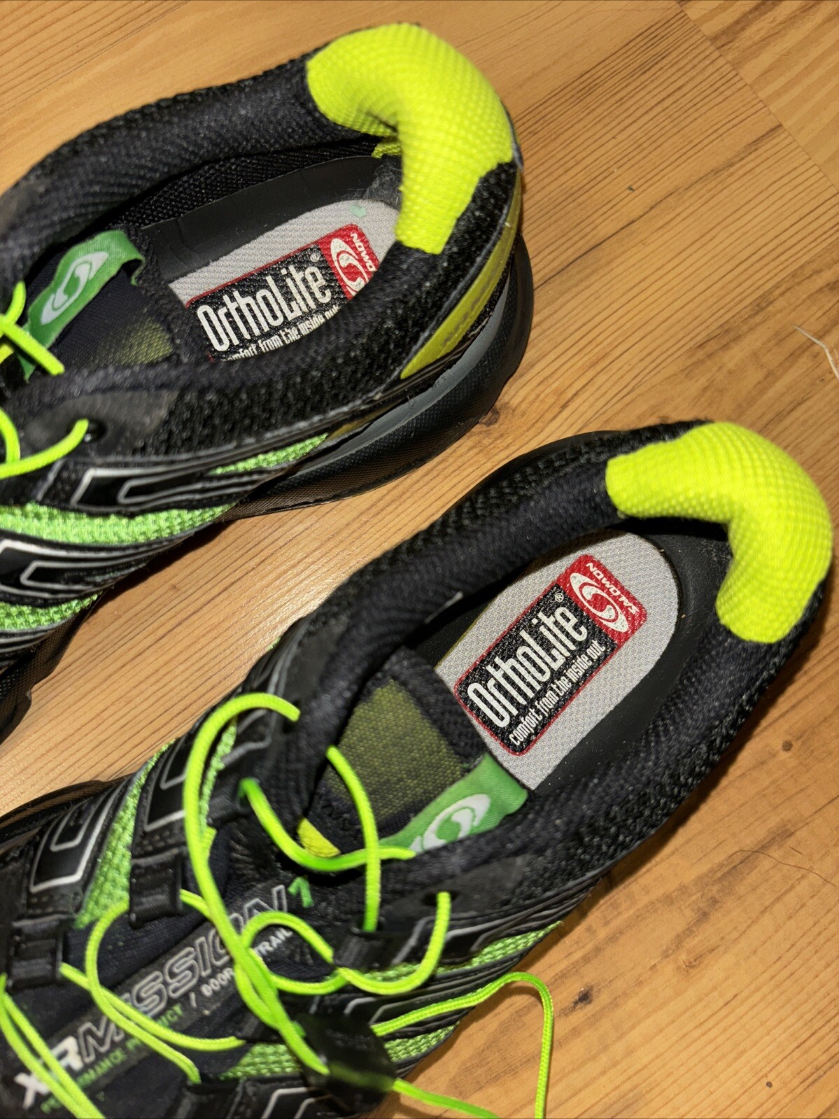 Scarpe da trail Salomon XR Mission da uomo taglia 9 5 nere e verdi sneakers con lacci rapidi 43 5