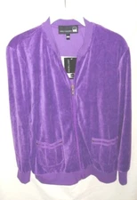 Antthony Design Originals Long Sleeve Velour Collarless Zip Jacket