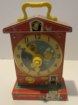 Fisher Price Vintage Music Box Teaching Clock Plays Grandfather's