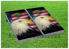 USA Flag Bald Eagle Cornhole Boards BEANBAG TOSS GAME w Bags Patriotic S 01406
