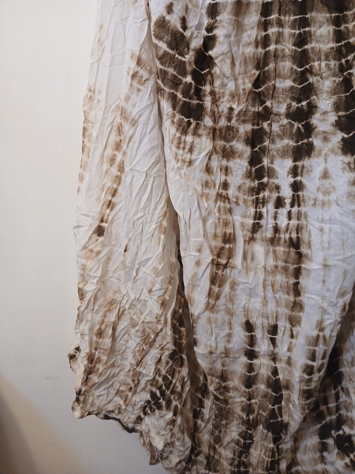 Maxi Vestido Elan, Marrón + Blanco Tie Dye Espalda Abierta Halter Talla: Mediana  Foto 4 de 4