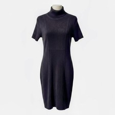 Calvin Klein Black Suede Cowl Neck Sweater Dress S