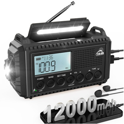 Solar Kurbel Notfallradio 12000mAh 172x94x63