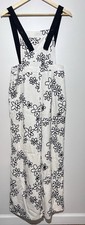 CIDER Overalls Wide Leg Floral Black  White Floral Corduroy Size Small