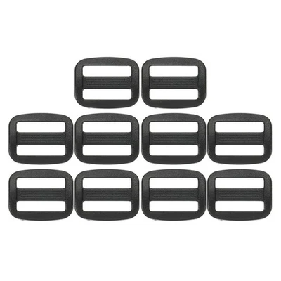 10 pièces boucles coulissantes en plastique 15mm/9/16" pour sangle, noir - Photo 1/4