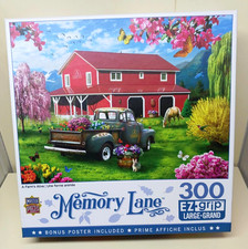 Master Pieces Memory Lane A Farm Alive Large 300 Pc Puzzle w/ Poster 24"x18"
