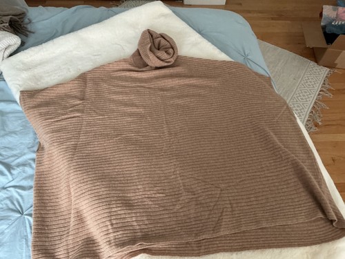 womens pocho like sweater, ONE SIZE,camel color, 100% casmere, used, excellent c