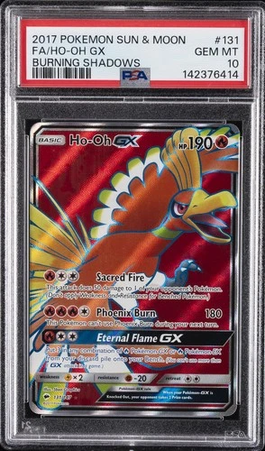 2017 POKEMON SUN & MOON BURNING SHADOWS #131 FULL ART/HO-OH GX PSA 10