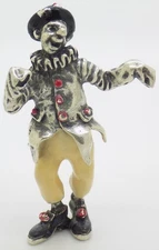 Vintage Italian Silver 800 Angini Enameled Clown Figurine Commedia dell’Arte