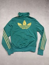 Vintage Adidas Originals Green Trefoil Track Jacket Gold Logo Size 36 Retro Y2K