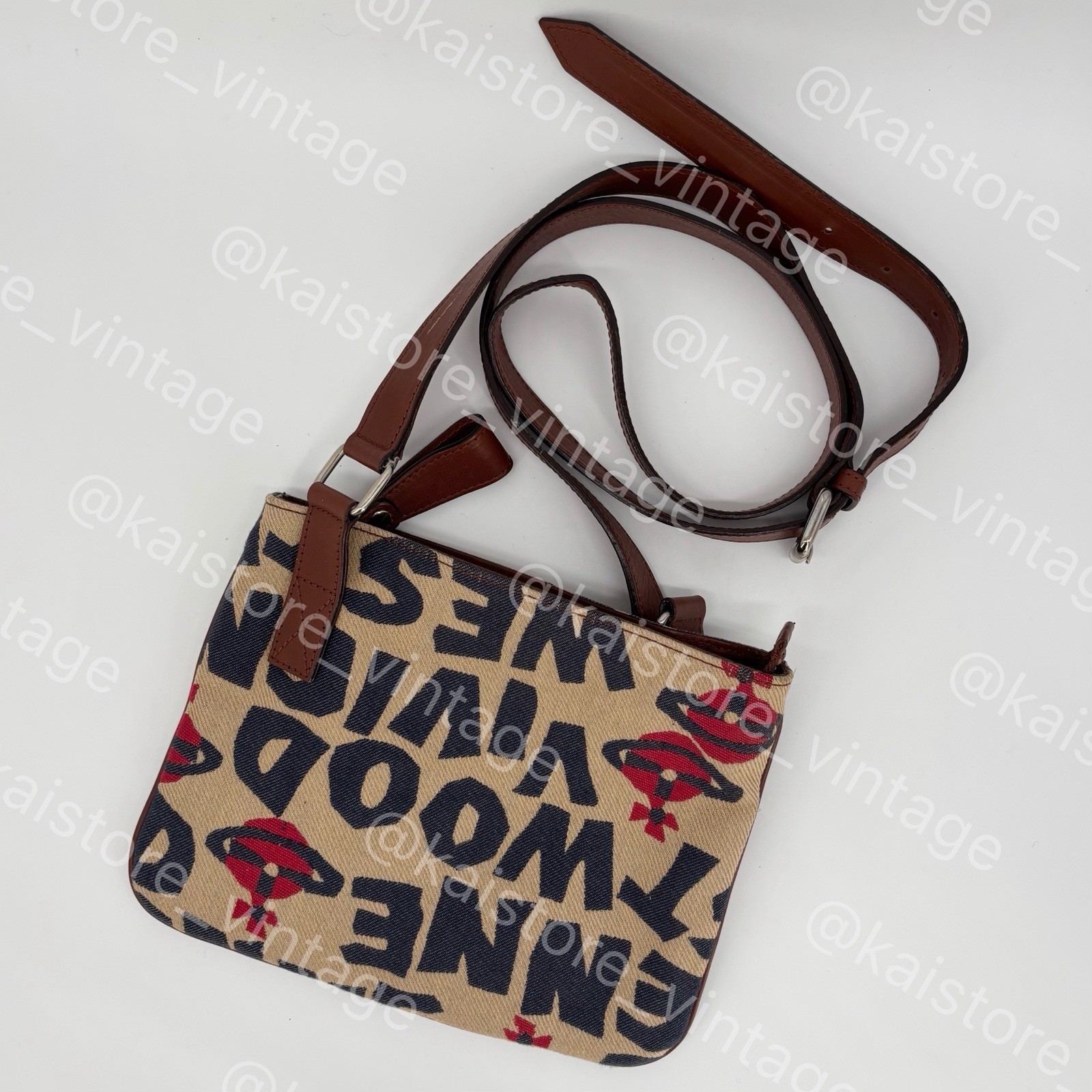 Borsa a tracolla Vivienne Westwood Sacoche in tela autentica dal Giappone