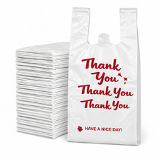 Small Plastic Bags 8x4x16 Thank You T-Shirt Bags 1000 Count Grocery Retail Carry