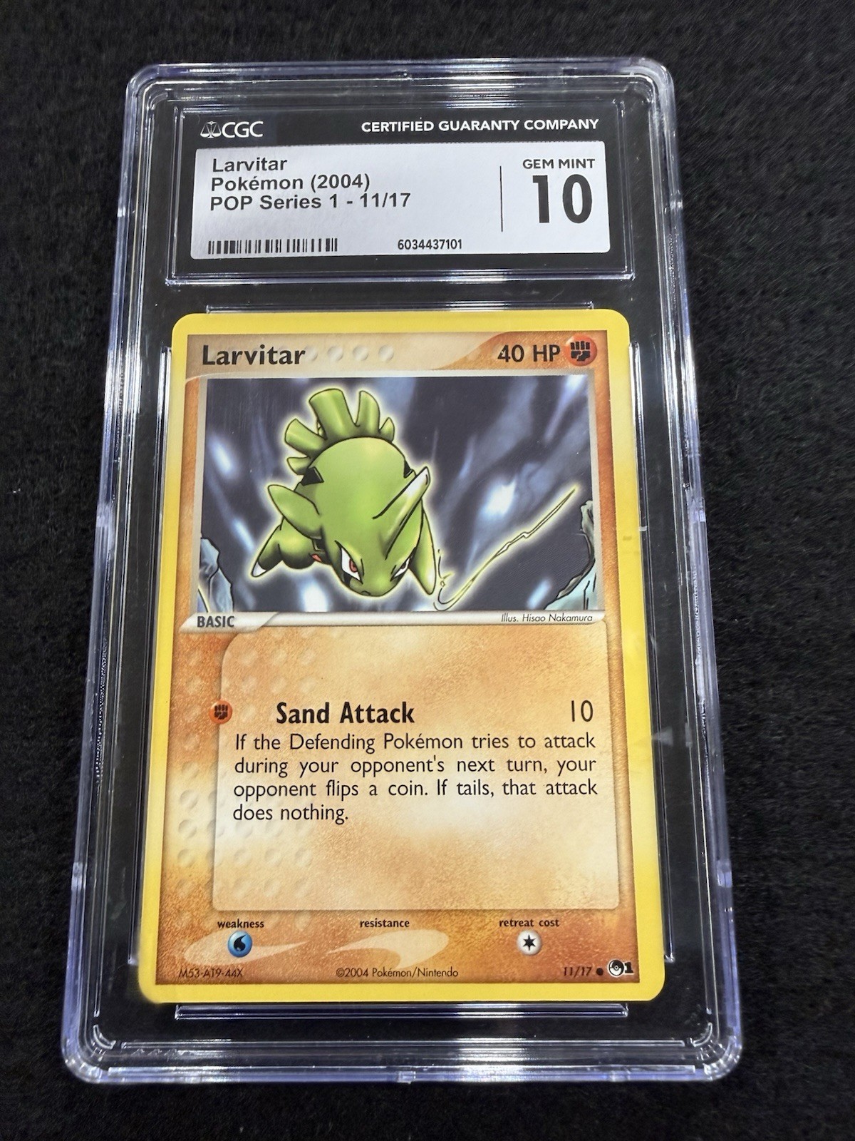 Pokemon Larvitar 11/17 from Pop Series 1 in a CGC 10 !!