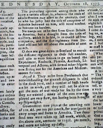GEORGE WASHINGTON Commander in Chief Revolutionary War 1775 American Newspaper - Picture 4 of 14