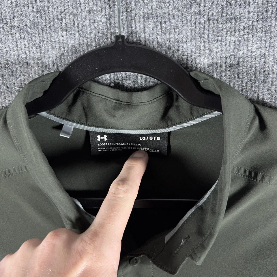 Under Armour Shirt Mens Large Green Button Up Long Sleeve Vented Fishing Tech - Image 3 of 4