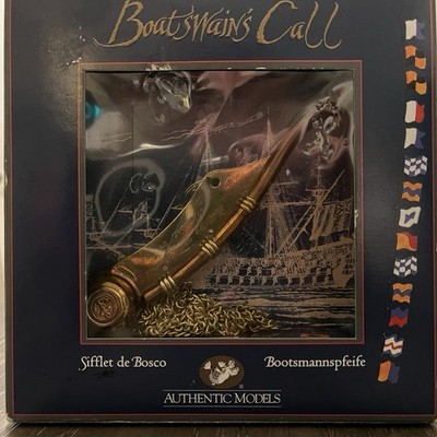 Authentic Models Boatswain's Call Brass and Copper Whistle With Instructions VTG