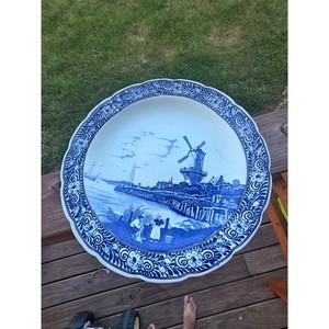 Vintage Royal Sphinx Maastricht Delft Blue 15,5" Wiatrak Ładowarka ścienna Holandia
