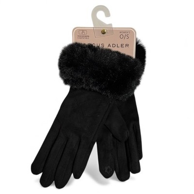Marcus Adler Women s Black Faux Fur & Suede Winter Elegant Gloves Touchscreen