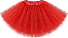Tutu Skirt for Women,3 Layered Fluffy Tulle Red Tutu Skirts, 15.75inch Long