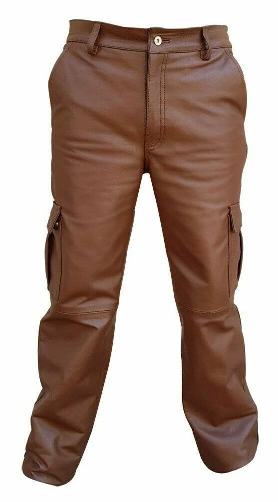 New Men's Leather Pant 100% Soft Lambskin Slim Fit Cargo Stylish Pant
