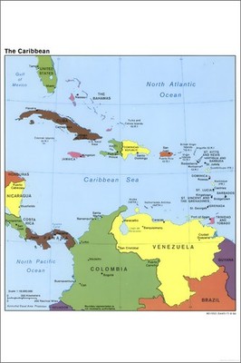 Poster, Many Sizes; Cia Map Of The Caribbean 1990 Cuba Puerto Rico
