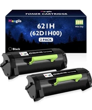 A41-2-Pack 62D1H00 621H Black Toner Cartridge for Lexmark MX710 MX711 MX810
