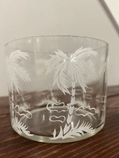 Hazel Atlas Palm Tree Ice Bucket Glass MCM Art Deco Vintage 50s Summer
