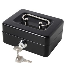 Professional Metal Cash Box with Secure Lock and Removable Money Tray Black