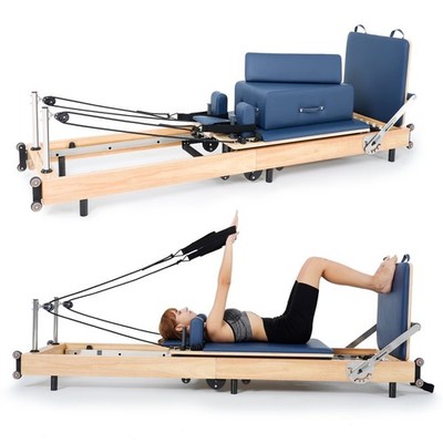 SLSY Wood Pilates Reformer Workout with Reformer Box Jump Board for Studio Gym